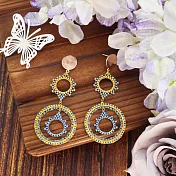 【PinkyPinky Boutique】24k金珠珠 閃耀太陽圈圈垂墜長耳環 (蘭琉璃)