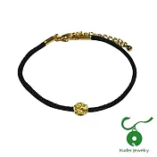 【Kuder Jewelry】黃金上身富貴加分,玫瑰黃金手鍊附黃金保單 XS /配黑繩