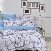 義大利Fancy Belle《城市遊樂場》雙人純棉四件式防蹣抗菌吸濕排汗兩用被床包組