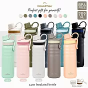 【GrandTies】雙蓋寬口709ML真空不鏽鋼保溫瓶/保溫杯(野餐/運動/保冷/保溫)- 豆沙粉