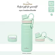 【GrandTies】雙蓋寬口709ML真空不鏽鋼保溫瓶/保溫杯(野餐/運動/保冷/保溫)- 鼠尾草