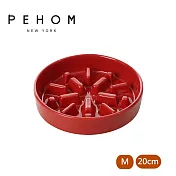 【PEHOM】寵物慢食陶瓷碗 光系列20cm 紅色