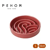 【PEHOM】寵物慢食陶瓷碗 浪系列16cm 粉紅