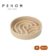 【PEHOM】寵物慢食陶瓷碗 浪系列20cm 米杏