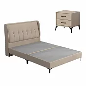 IDEA-米森質感貓抓皮6尺雙人加大床架三件組(床頭片+床底+床頭櫃) 卡其色款