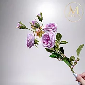 【Floral M】英式溫莎城堡花園薔薇莫內紫仿真花花材（1入組）