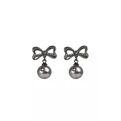 COACH 蝴蝶結珍珠耳環-赤鐵色