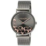 COACH 經典時尚不鏽鋼錶帶米蘭手錶-黑灰