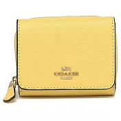 COACH 防刮皮革三折短夾 檸檬黃