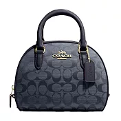 COACH 丹寧織布滿版LOGO兩用包-水藍