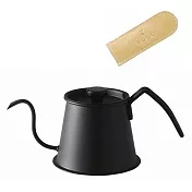 日本下村KOGU 珈琲考具細嘴手沖咖啡壺含蓋500ml-黑色(附真皮手把套)