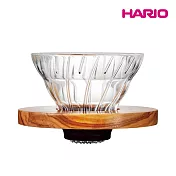 HARIO V60橄欖木01玻璃濾杯(1-2杯) - 附贈咖啡粉匙