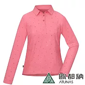 【ATUNAS 歐都納】女款ALL LOVE再生長袖POLO衫/防曬吸濕排汗/大尺碼/A1PS2520WR- S 珊瑚粉