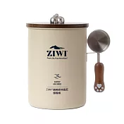 ZIWI巔峰 飼料桶 米白色/深藍色 | 304不鏽鋼 北美胡桃木 寵物用品 乾糧桶 儲糧桶 儲糧筒 零食筒 米白色