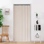 冷氣拉門 仿亞麻鍍膜雙側磁吸折疊門簾/買就送伸縮桿(拉簾/門簾/風水簾/遮光窗簾/防空調門簾/防水門簾) 米色