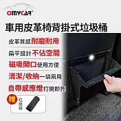 【OMyCar】車用皮革椅背掛式垃圾桶 (汽車垃圾袋 椅背收納 後座垃圾桶 置物袋架 車用垃圾桶)