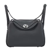 Hermes 愛馬仕 Lindy 26CM W刻 T/C牛皮兩用包(89經典黑/銀釦)