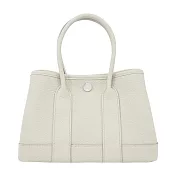 Hermes 愛馬仕 Mini Garden Party 水牛皮手提包(冰川白/W刻/銀釦)