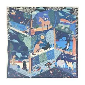 Hermes 愛馬仕 Le Livre d’Esope 140 手工捲邊喀什米爾與真絲混紡方巾(海軍藍/綠色/米色)