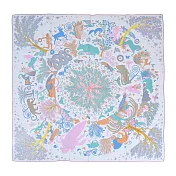 Hermes 愛馬仕 Sous le Charme d’Orphee 140 手工捲邊喀什米爾與真絲混紡方巾(雜灰色/玫瑰色/多色)