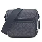 COACH Sullivan Flap PVC翻蓋中性斜背包- 黑灰