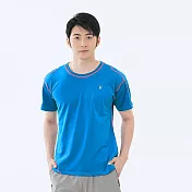 【遊遍天下】MIT台灣製男款抗UV吸排彈力圓領衫(S151) M 海藍
