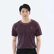 【遊遍天下】MIT台灣製男款抗UV吸排彈力圓領衫(S151) S 深紫