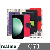 realme C71  經典書本雙色磁釦側翻可站立皮套 手機殼 保護套 可插卡 可站立 黑色
