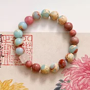 【水星記】新中式 天然壽山石紅紋石古風串珠手鍊(35050)