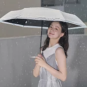 【rento】防曬黑膠拼接迷你傘-刺繡山雀 淺藍