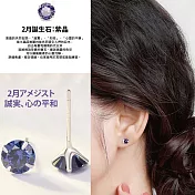 【Sayaka紗彌佳】925純銀 日本誕生石系列 單鑽耳環 6mm款 -多色任選 -2月-紫晶鋯石款