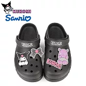 【HELLO KITTY】女 KUROMI 酷洛米 洞洞鞋 雨鞋 布希鞋 防水鞋 穆勒鞋 涼拖鞋 輕量 厚底 台灣製 EU37 黑色