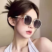 seoul show首爾秀 高級感側邊閃粉框太陽眼鏡抗UV400墨鏡 8025  米金框閃粉漸層黑灰片