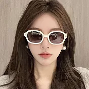 seoul show首爾秀 180度全折疊彈簧腿復古橢圓框男女太陽眼鏡UV400墨鏡 6180 雲野白