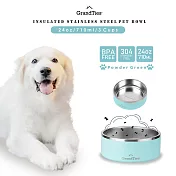 【GrandTies】710ML真空雙層不鏽鋼寵物碗/狗碗/貓碗(GT022217101-120)16公分口徑- 海沫綠