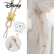 【正版授權】Disney迪士尼 Type-C to Type-C PD65W 急速充電手機掛繩(附造型夾片) 維尼(奶)