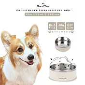 【GrandTies】532ML真空雙層不鏽鋼寵物碗/狗碗/貓碗(GT022215301-321)14公分口徑- S號-象牙白