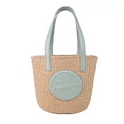 Chloe Horse Medal Raffia大號草編包- 藍綠