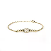 CHANEL 水鑽CC Logo 愛心鎖鏈造型短項鍊/頸鍊_展示品 (金色)