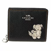 COACH 小狗印花皮革造型短夾-黑