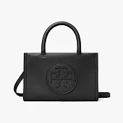 TORY BURCH 皮革車縫LOGO迷你托特包/兩用包 黑