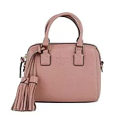 TORY BURCH 小款荔枝皮革流蘇素色波士頓包/兩用包-粉