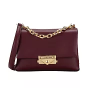 MICHAEL KORS 防刮皮革素色肩背斜背包 酒紅
