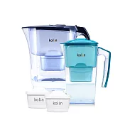【kolin 歌林】四重精濾濾水壺 3.8L+2.5L(共2壺2芯/濾芯適用Brita) (3.8L(藍)+2.5L(綠))