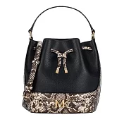MICHAEL KORS 拼接蛇紋皮革水桶兩用包-黑