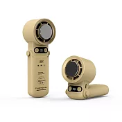 【樂活不露 x 野一夏】浩瀚冰晶製冷摺疊風扇｜三用掛脖手持桌立涼感扇 USB快充 LCD顯示 降溫神器 -卡其