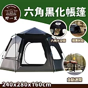 【野一夏】六角自動速開黑化帳篷|加大空間×防水牛津布×一鍵開收×通風防蚊×贈收納袋