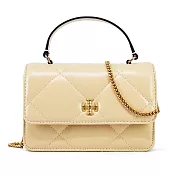 TORY BURCH KIRA 納帕皮革菱格紋翻蓋側背/肩背包迷你- 冰淇淋