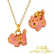 【金品坊】黃金墜子古法粉萌招福小貓咪墜飾單個 (贈鍍金鋼鍊)