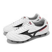 Mizuno 足球鞋 Morelia II Club 男鞋 白 黑 皮革 塑膠釘鞋 抓地 美津濃 P1GA2508-09 26cm WHITE/BLACK